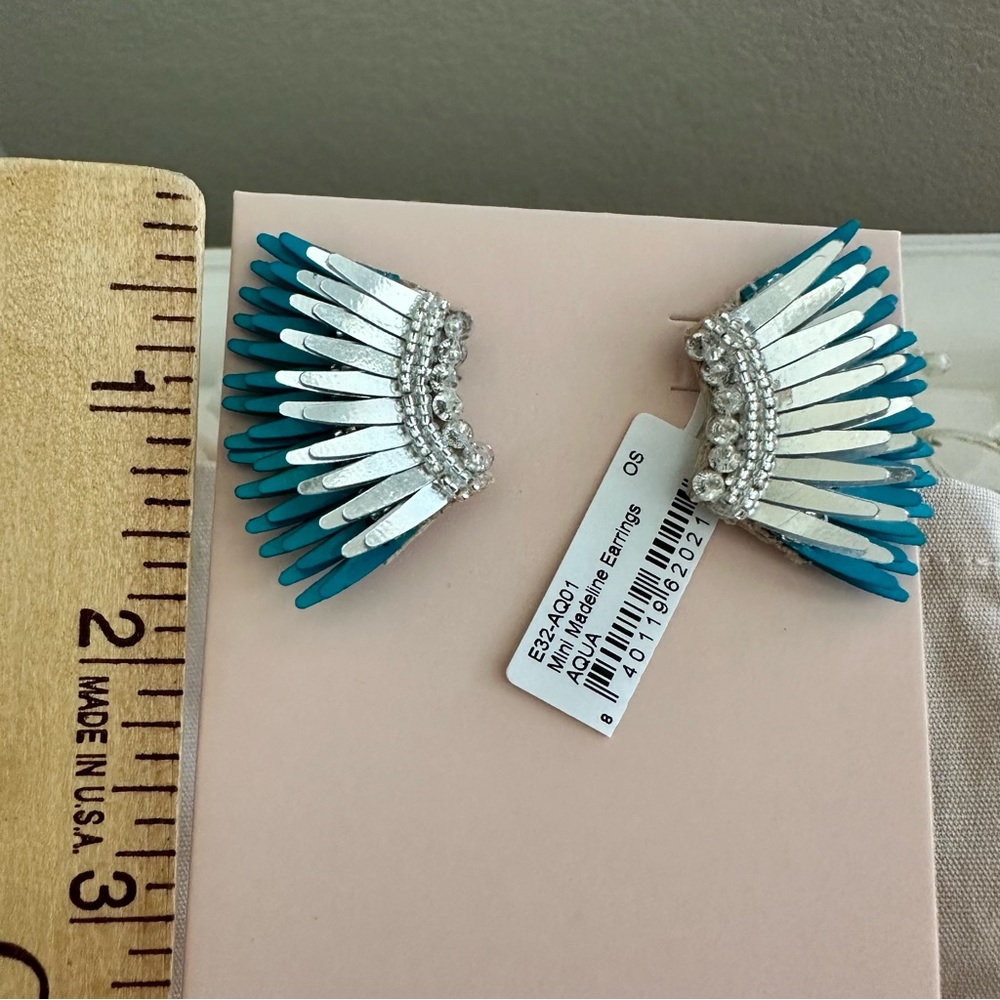 Mignonne Gavigan Mini Madeline Earrings Aqua Silver NWT - Picture 6 of 14